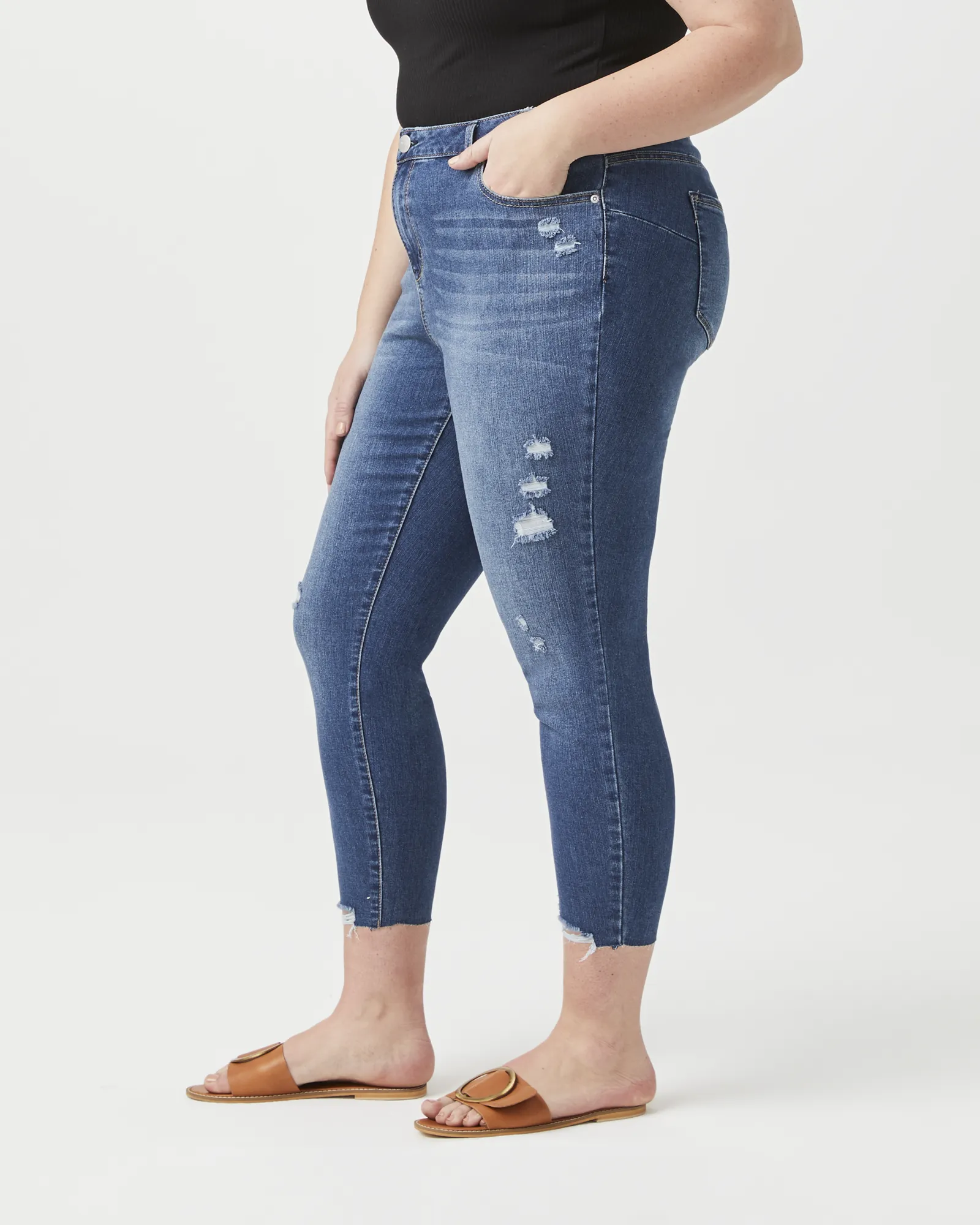 Julianna Destructed Hem Skinny | Medium Wash