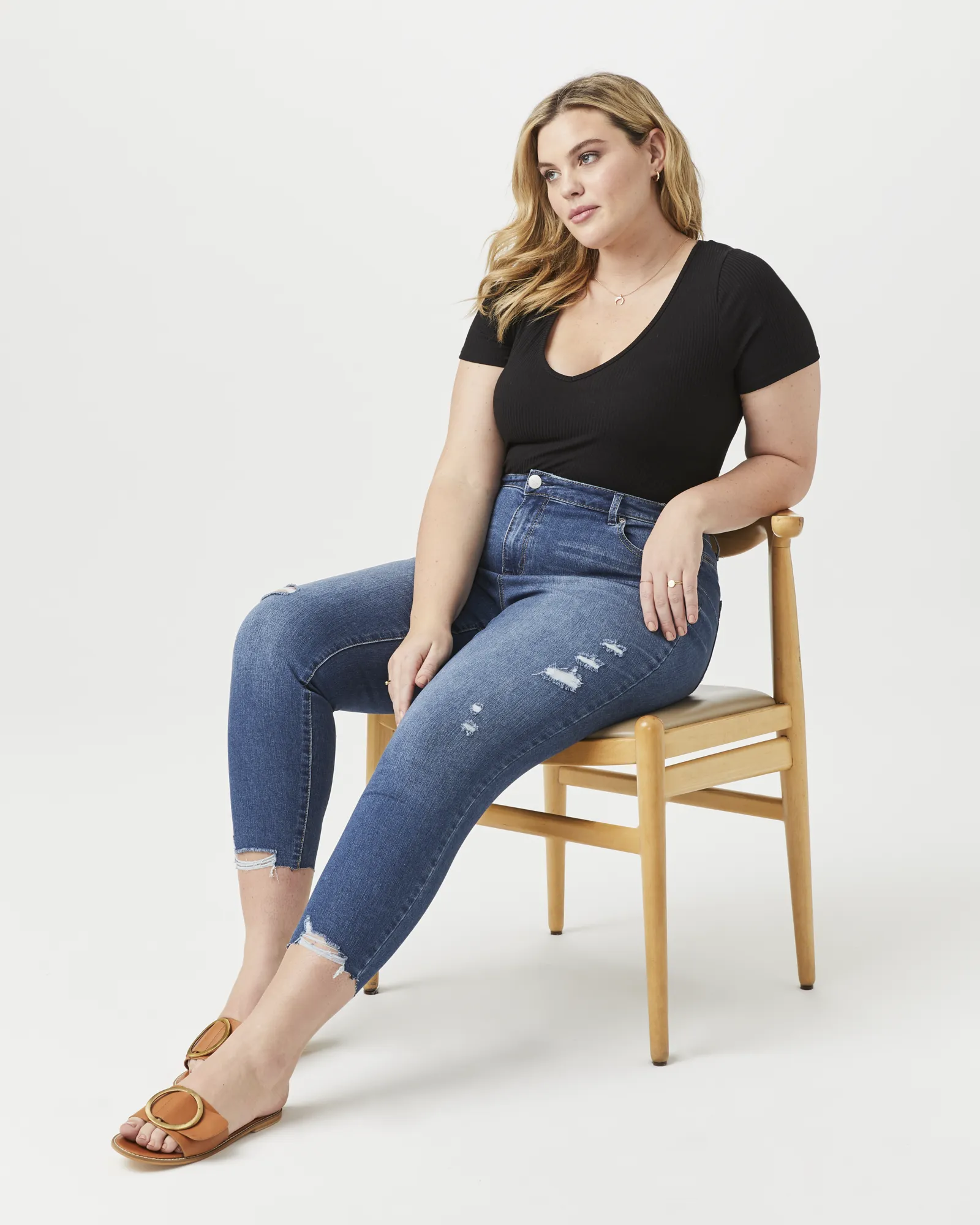 Julianna Destructed Hem Skinny | Medium Wash