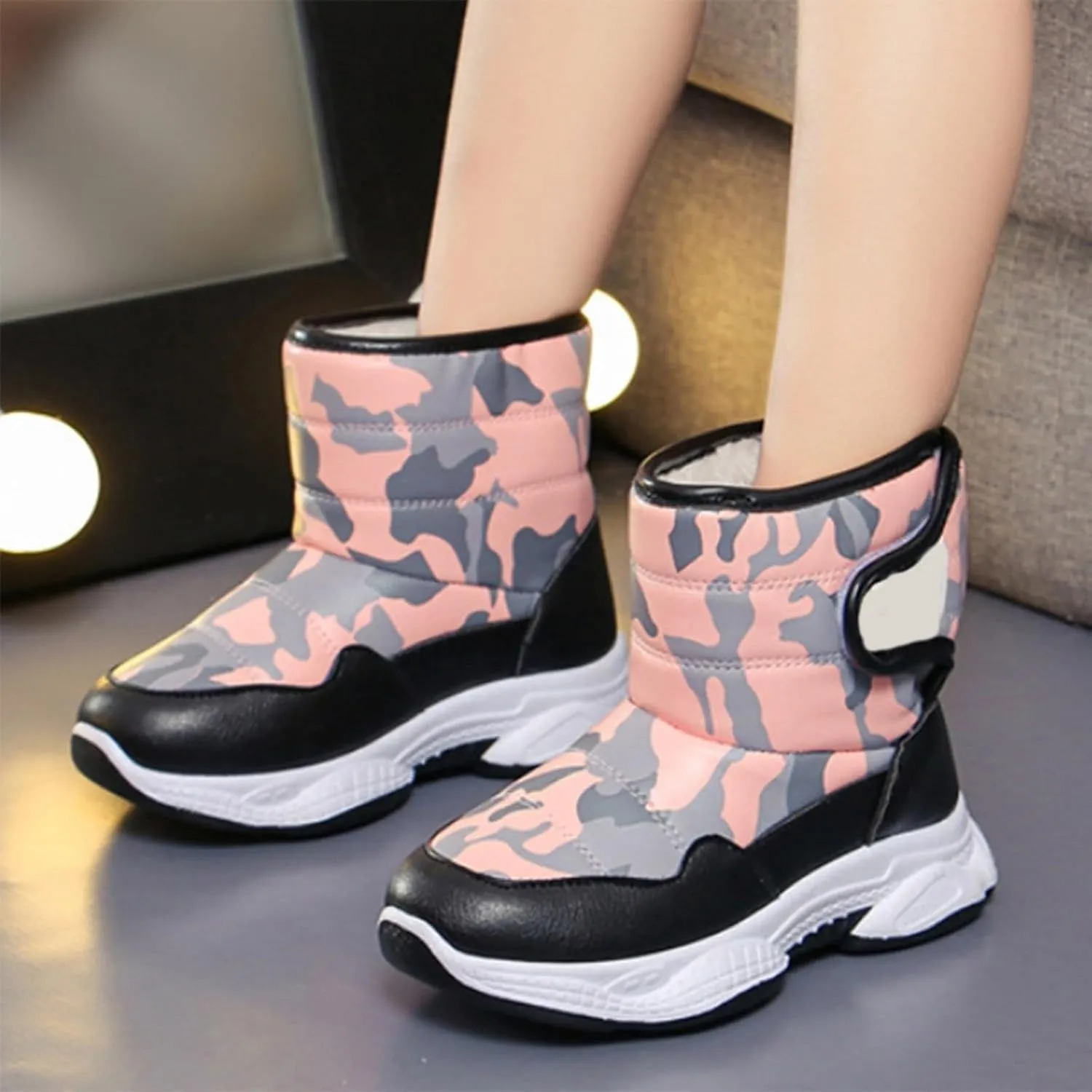 Kids Chunky Warm Snow Boots Boys Girls Winter Water??roof Outdoor Slip ??esistant Cold Weather Comfy Soft Shoes