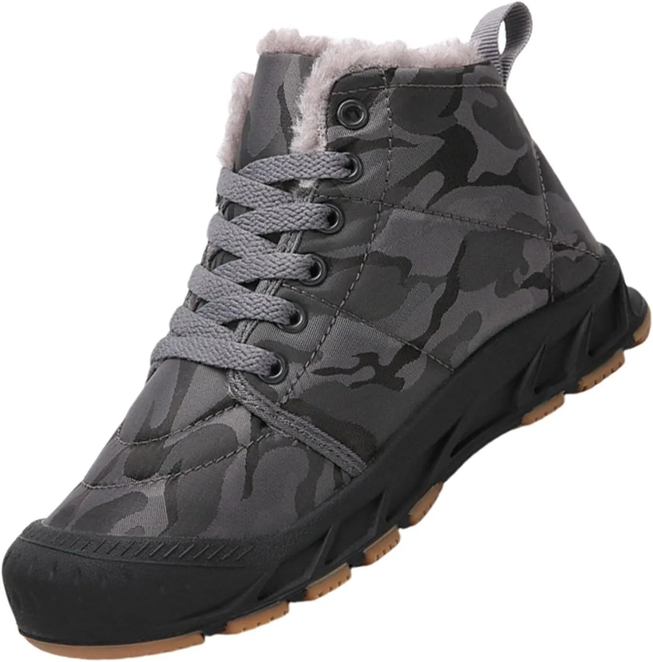 Kids Lace-Up Snow Sport Shoes Fuzzy Lined Outdoor Ski Booties Boys Girls Cotton Thick Sneaker Childrens Non Slip Shoes