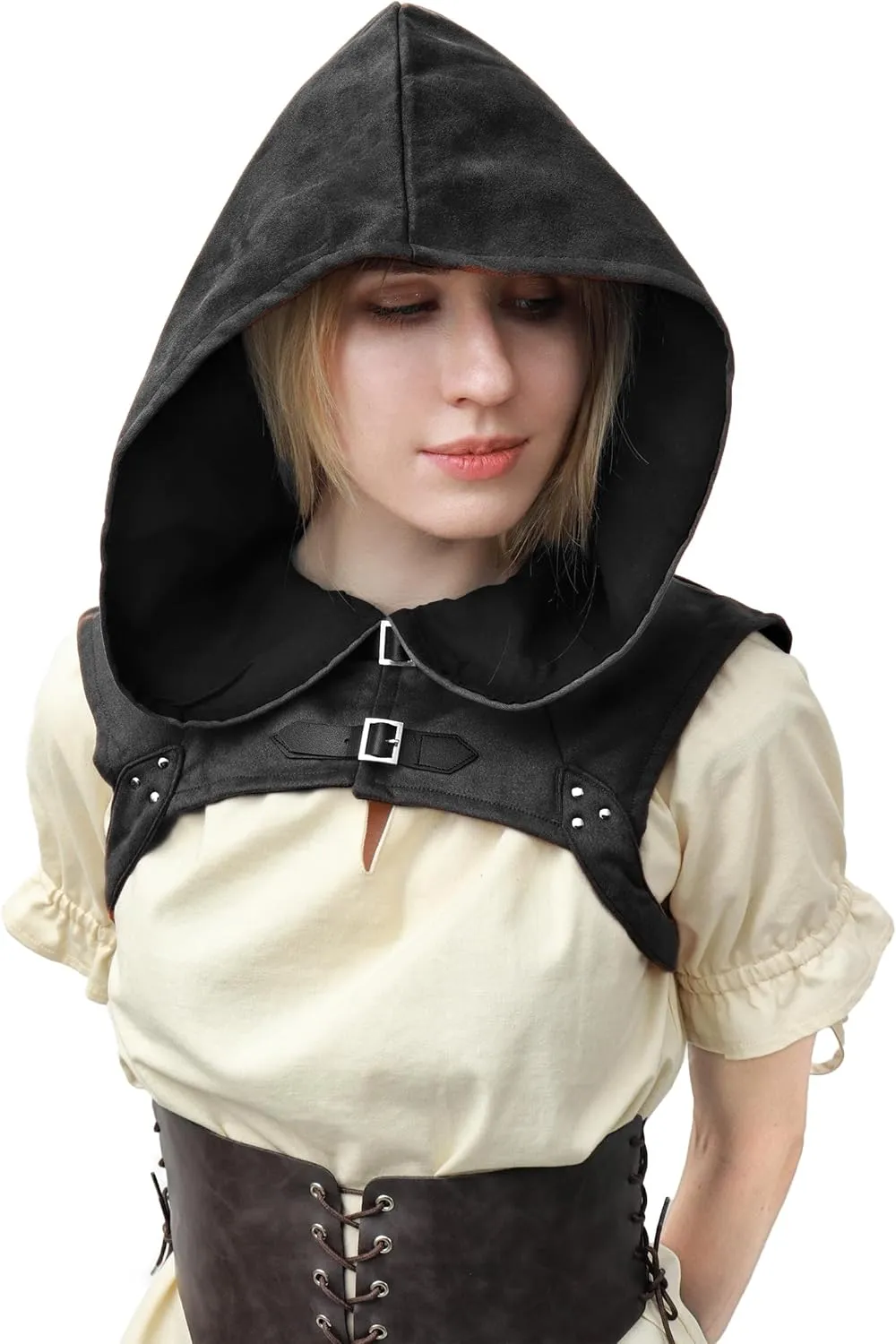KUOIN Steampunk Cowl Hood Medieval Gothic Cape Cosplay Men Women