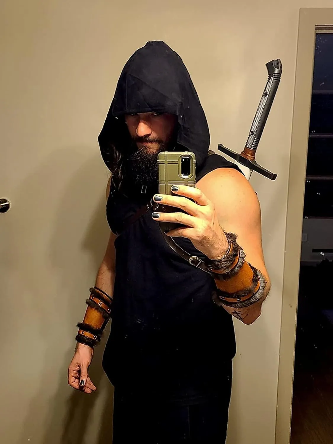 KUOIN Steampunk Cowl Hood Medieval Gothic Cape Cosplay Men Women