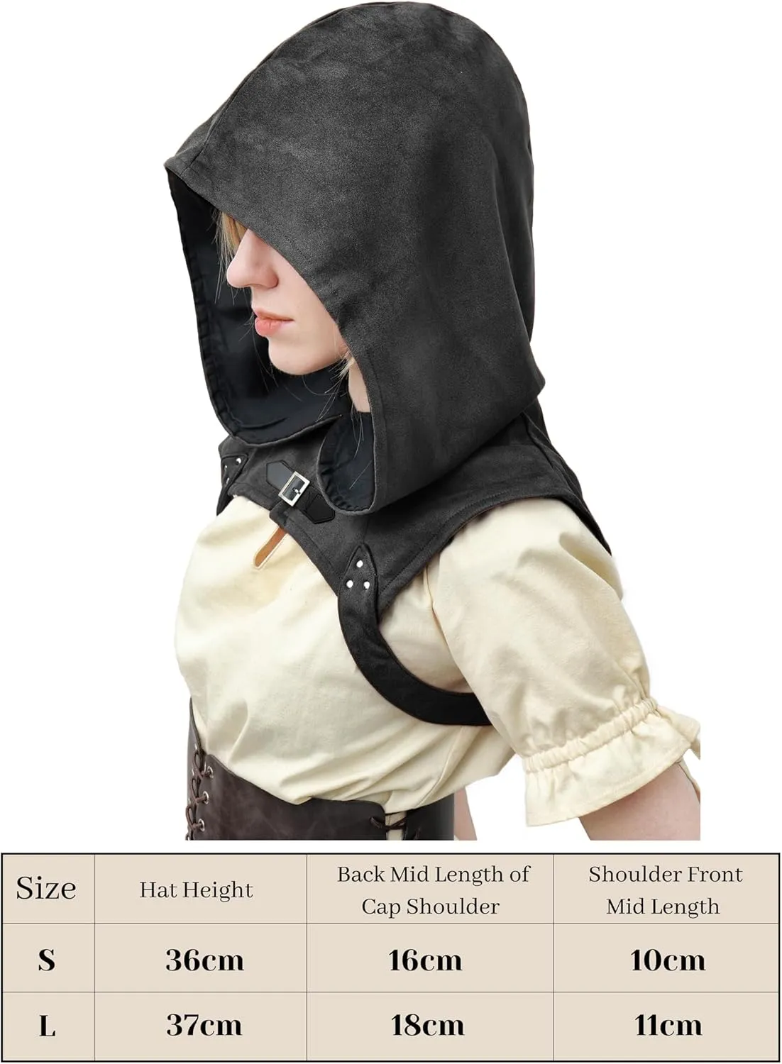 KUOIN Steampunk Cowl Hood Medieval Gothic Cape Cosplay Men Women