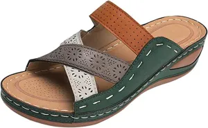 Ladmiple Orthopedic Dress Sandals For Women Plantar Fasciitis Arch Support Flip Flops Summer Comfort Walking Orthotic Slides