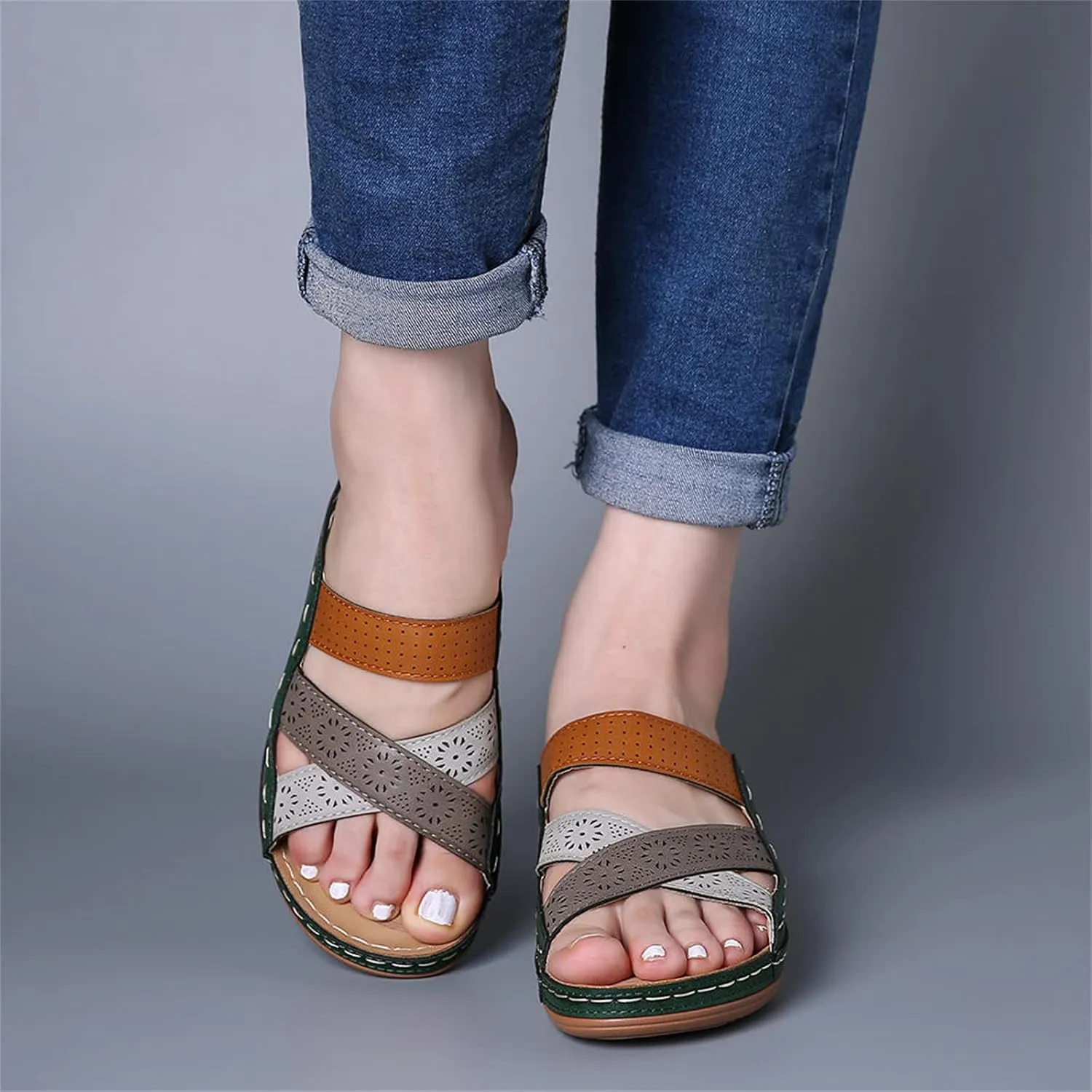 Ladmiple Orthopedic Dress Sandals For Women Plantar Fasciitis Arch Support Flip Flops Summer Comfort Walking Orthotic Slides
