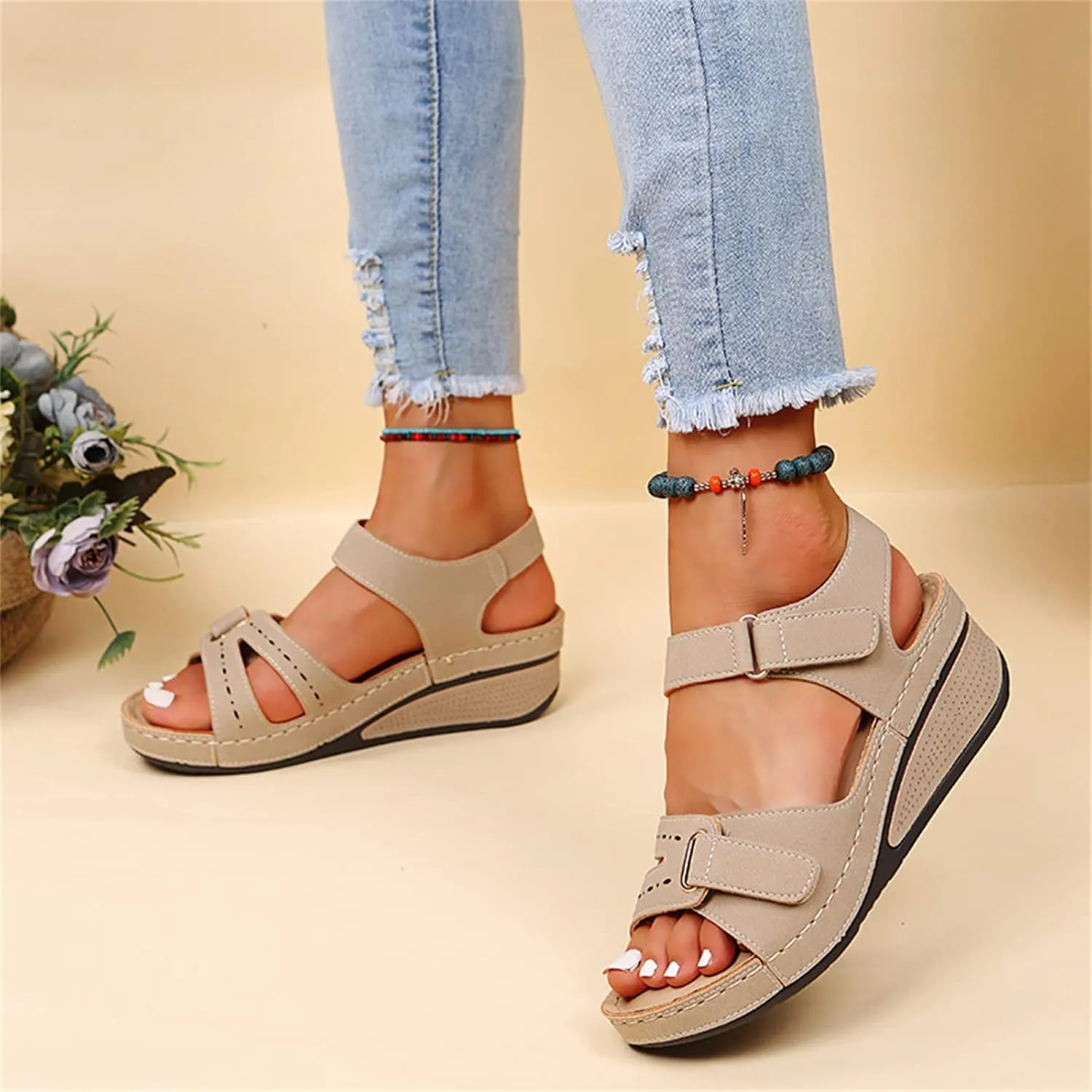 Ladmiple Orthopedic Sandals For Women Dressy Summer Arch Support Slides for Plantar Fasciitis Comfort Orthotic Flip Flops