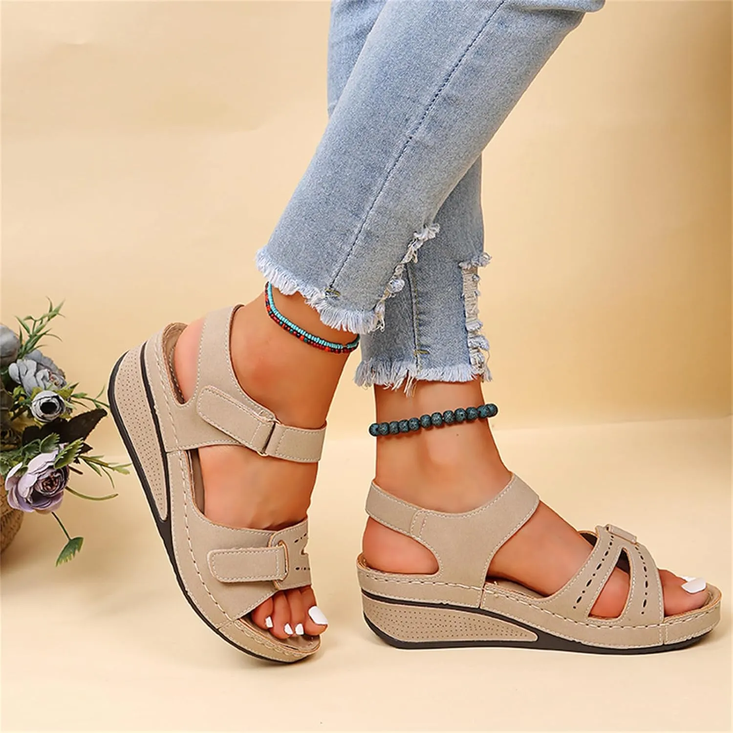 Ladmiple Orthopedic Sandals For Women Dressy Summer Arch Support Slides for Plantar Fasciitis Comfort Orthotic Flip Flops