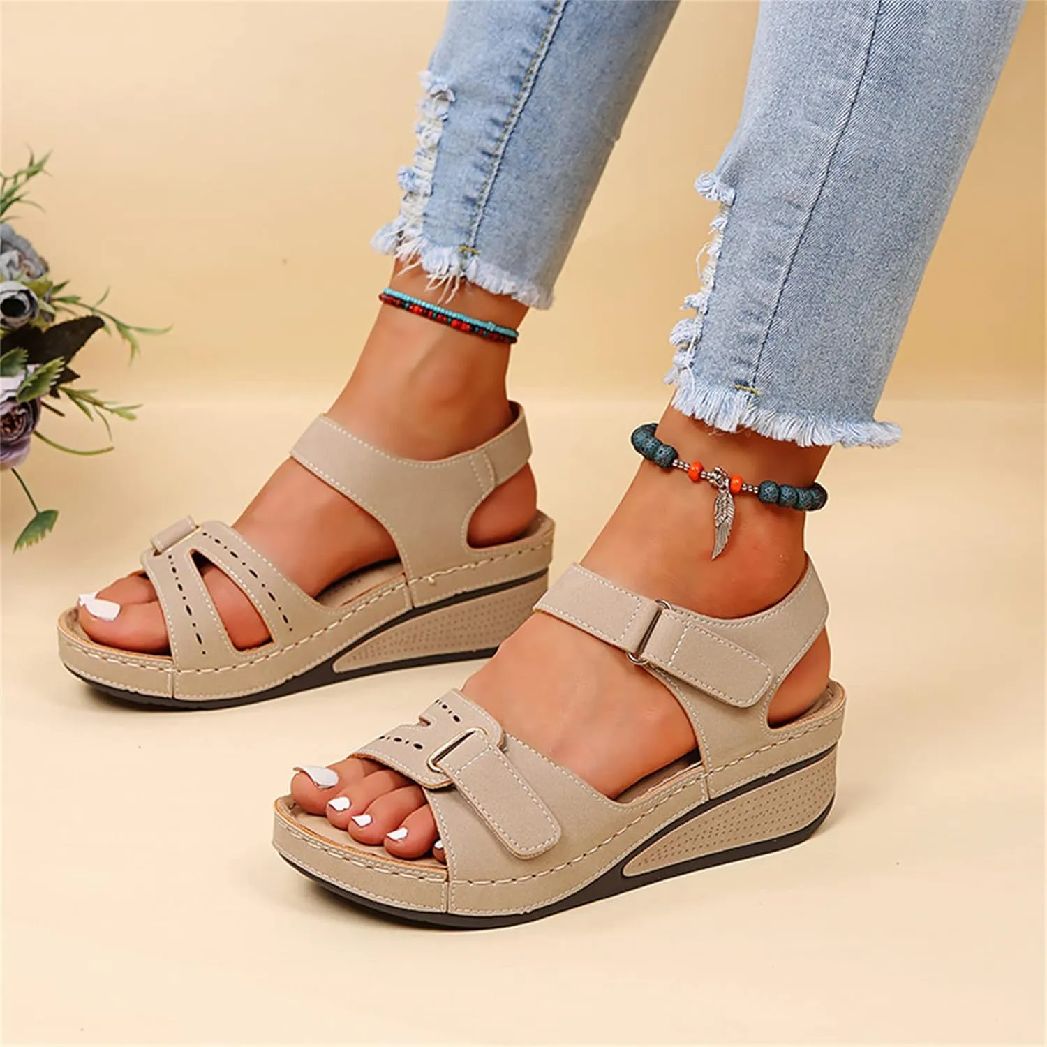 Ladmiple Orthopedic Sandals For Women Dressy Summer Arch Support Slides for Plantar Fasciitis Comfort Orthotic Flip Flops