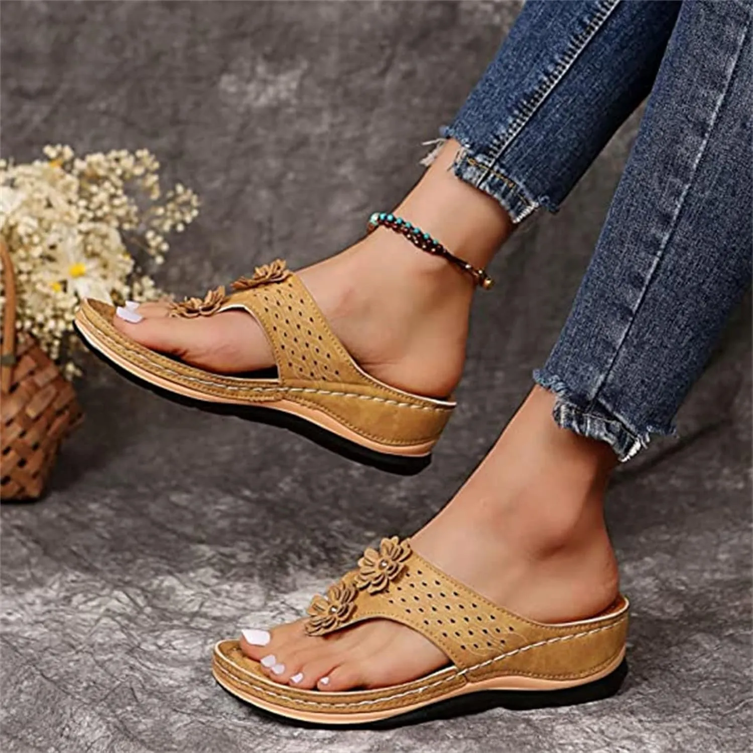 Ladmiple Sandals Women Comfortable Walking Arch Support Orthopedic Flip Flops Soft Dressy Summer Orthotic Slides 2024