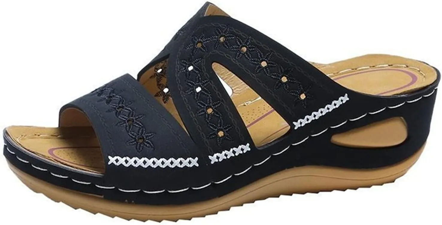 Ladmiple Sandals Women Dressy Summer Flat Walking Comfortable Arch Support Orthopedic Flip Flops Orthotic Beach Shoes Slides