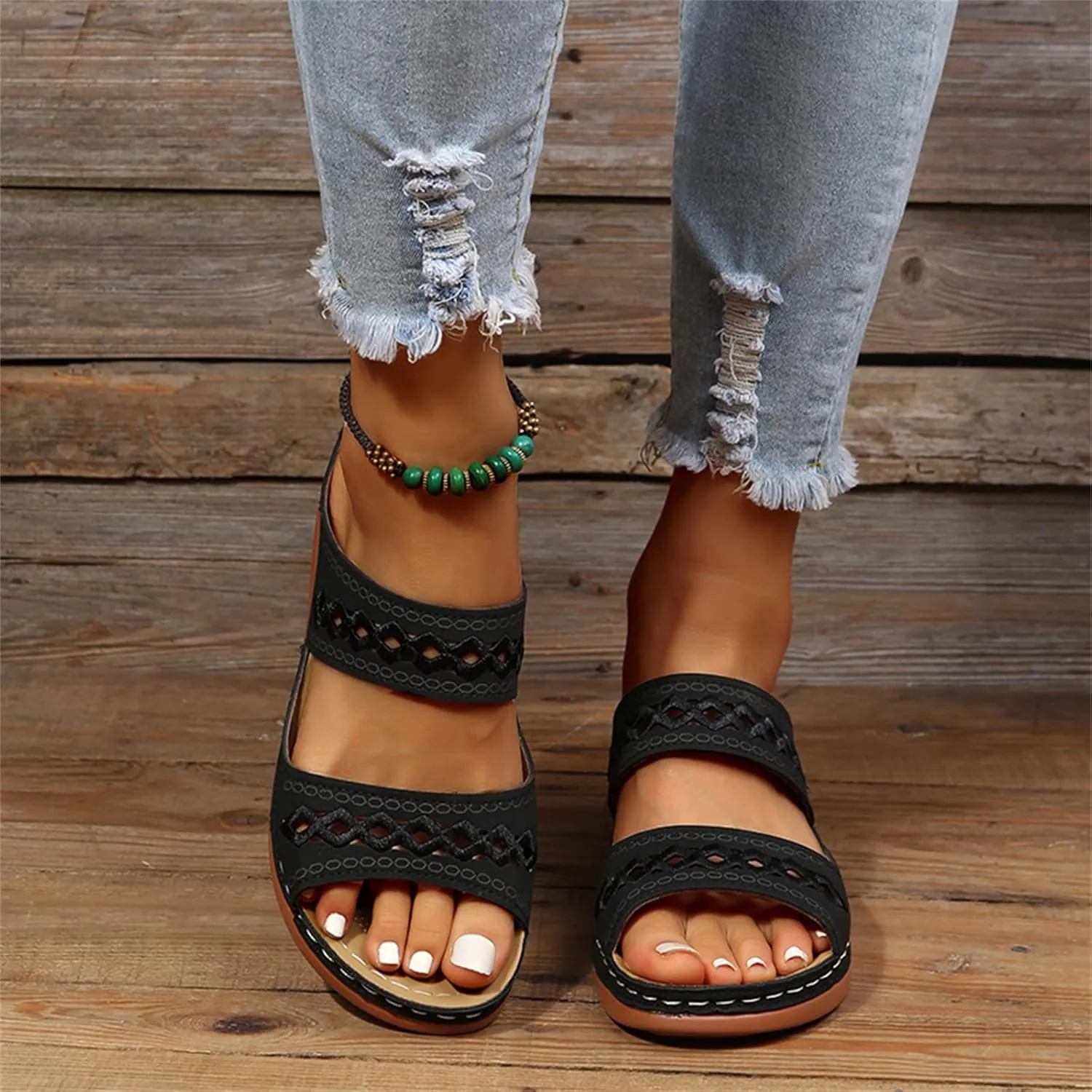 Ladmiple Women's Sandals Comfortable Walking Orthotic Slides Dressy Orthopedic Flip Flops Summer Shoes with Arch Support