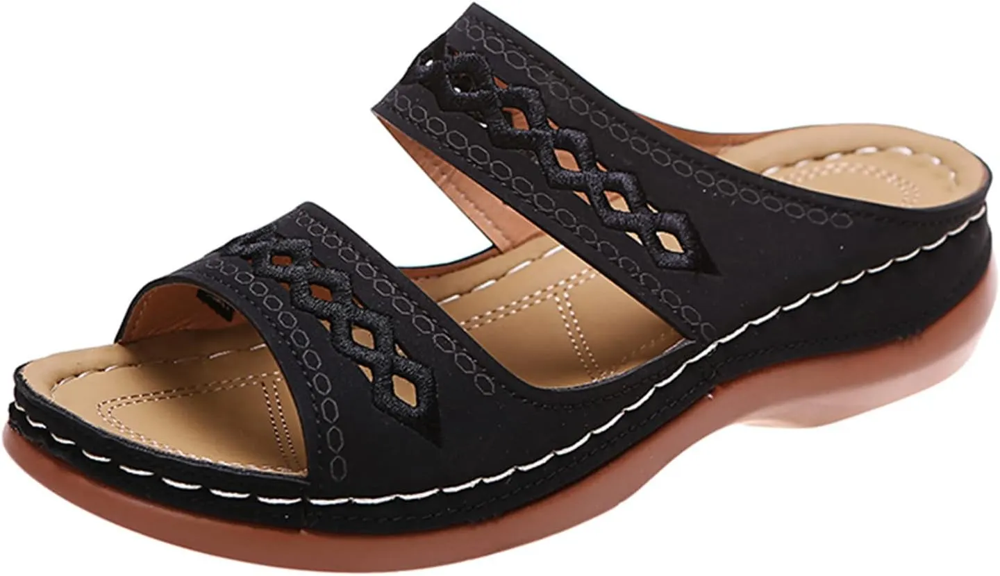 Ladmiple Women's Sandals Comfortable Walking Orthotic Slides Dressy Orthopedic Flip Flops Summer Shoes with Arch Support