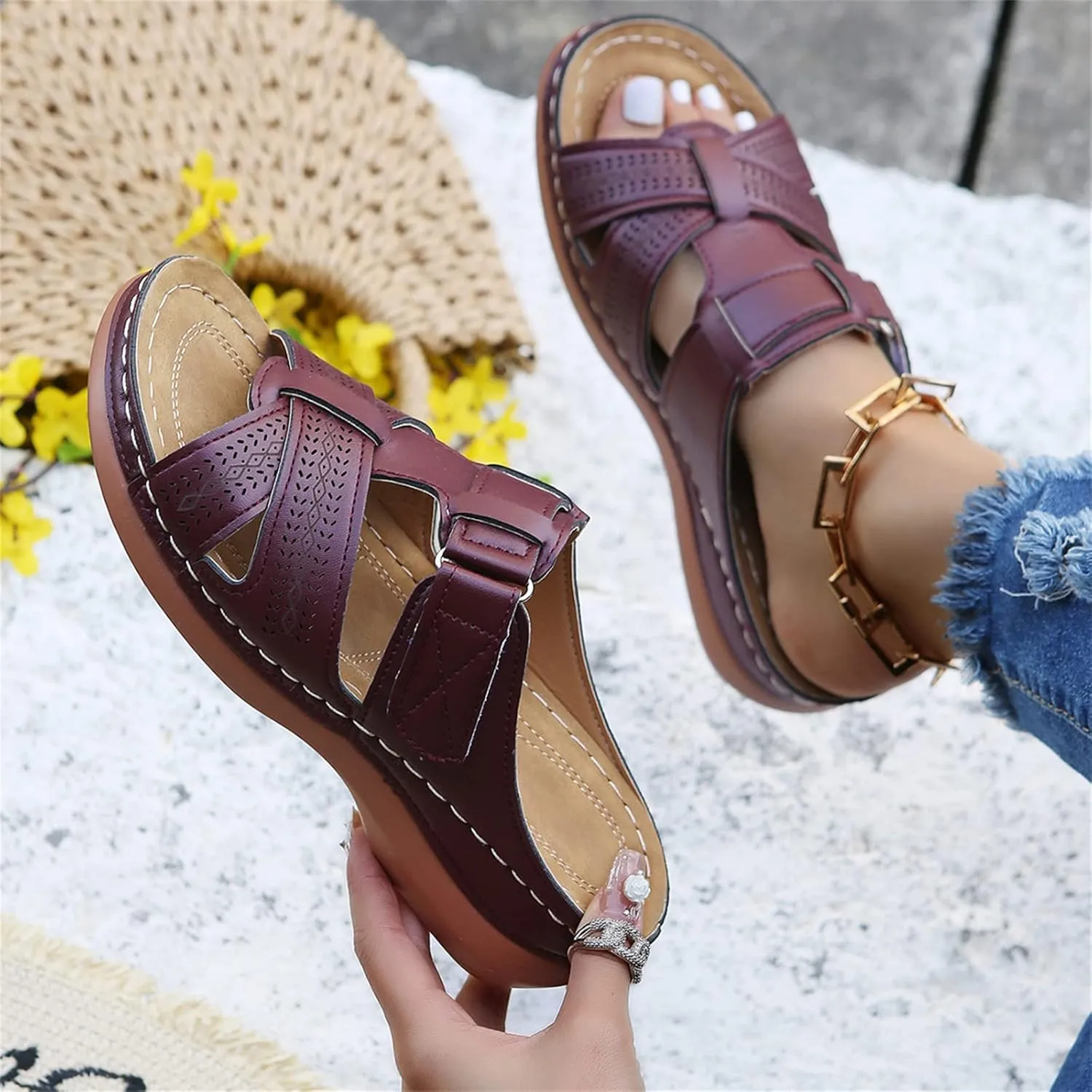 Ladmiple Womens Sandals Dressy Summer Fashion Orthotic Slides Slip On Slippers With Comfort Plantar Fasciitis Arch Support