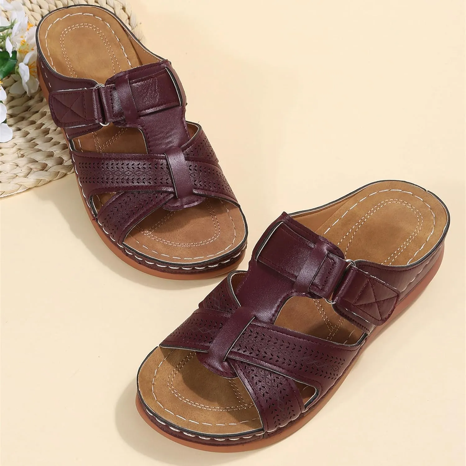 Ladmiple Womens Sandals Dressy Summer Fashion Orthotic Slides Slip On Slippers With Comfort Plantar Fasciitis Arch Support