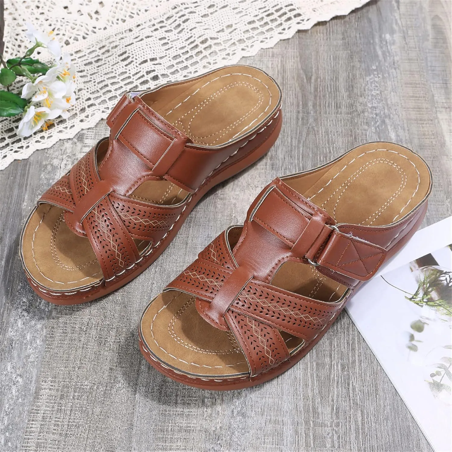 Ladmiple Womens Sandals For Plantar Fasciitis Support Orthotic Slides Comfortable Dressy Summer Walking Orthopedic Flip Flops