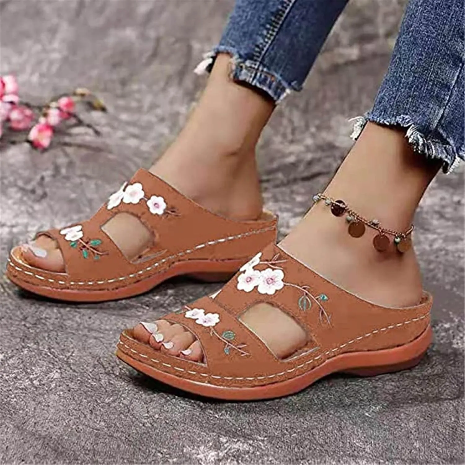 Ladmiple Womens Sandals With Arch Support Plantar Fasciitis Orthopedic Flip Flops Summer Comfortable Walking Orthotic Slides