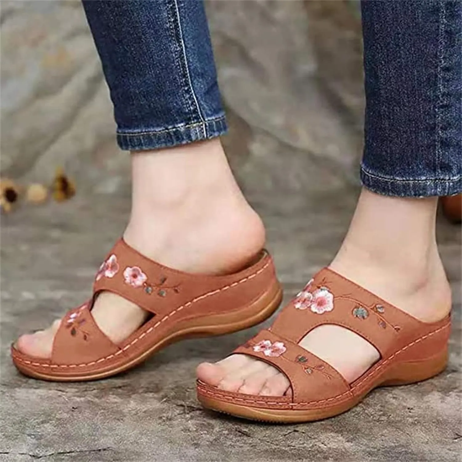 Ladmiple Womens Sandals With Arch Support Plantar Fasciitis Orthopedic Flip Flops Summer Comfortable Walking Orthotic Slides