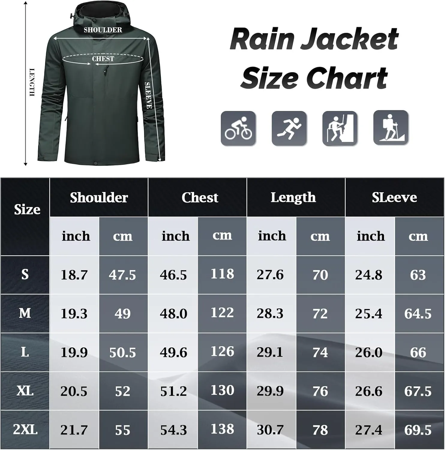 Lamgool Waterproof Jackets for Men Lightweight Rain Jacket Hooded Raincoat Zip Windbreaker for Running Hiking Travel
