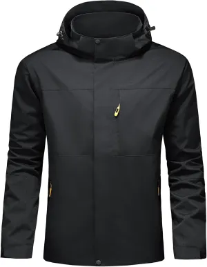 Lamgool Waterproof Jackets for Men Lightweight Rain Jacket Hooded Raincoat Zip Windbreaker for Running Hiking Travel