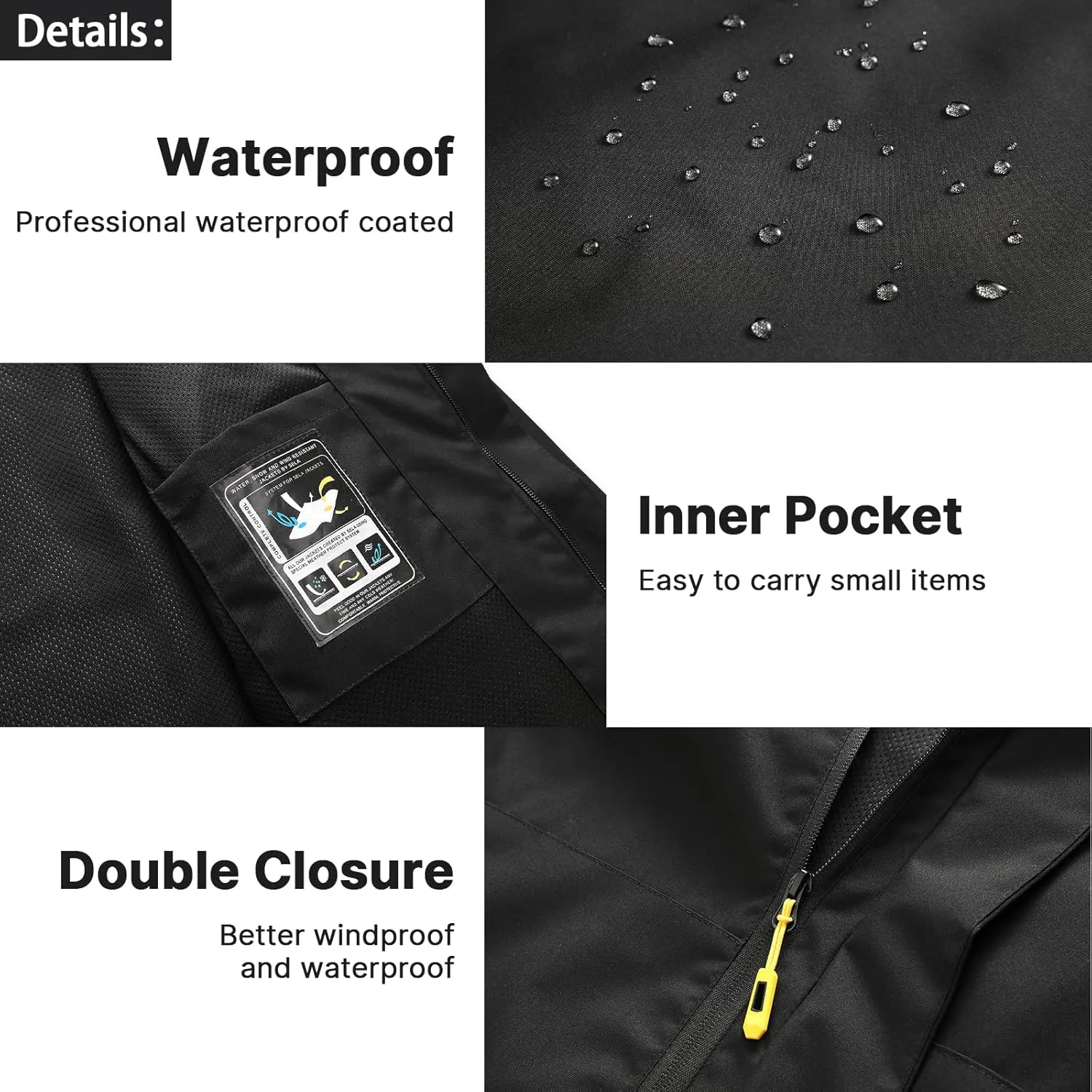 Lamgool Waterproof Jackets for Men Lightweight Rain Jacket Hooded Raincoat Zip Windbreaker for Running Hiking Travel