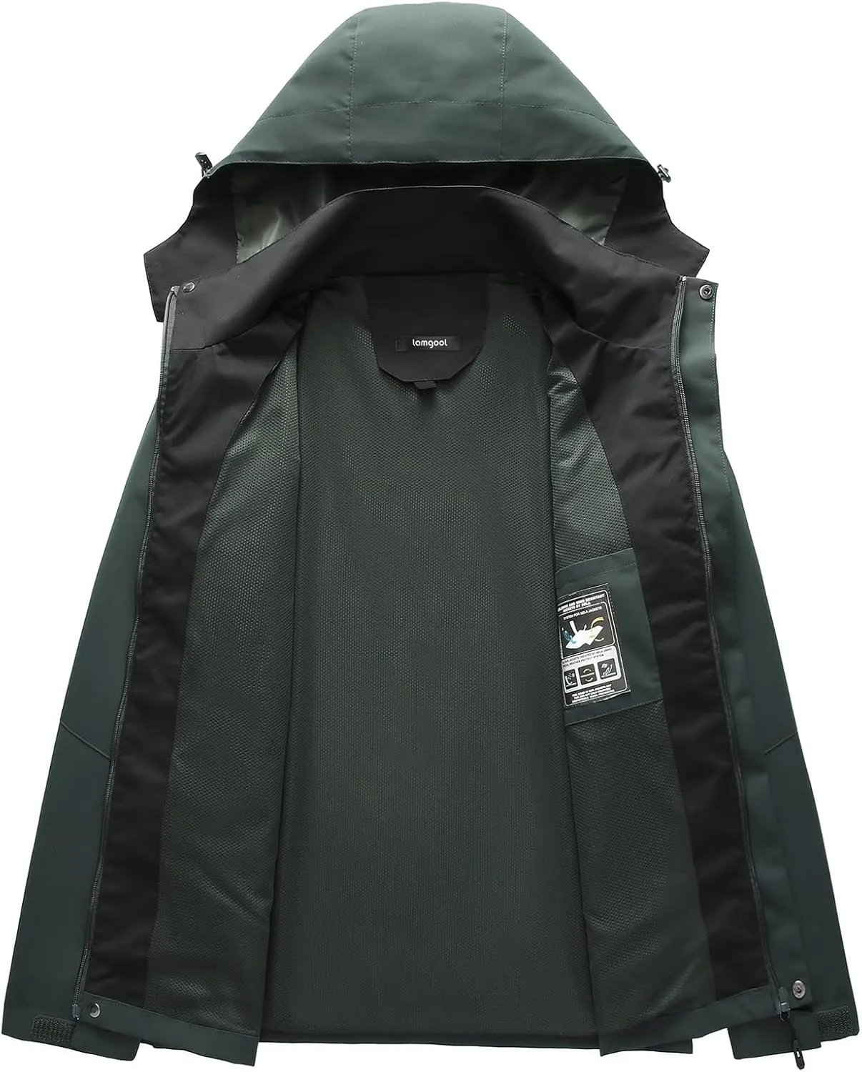 Lamgool Waterproof Jackets for Men Lightweight Rain Jacket Hooded Raincoat Zip Windbreaker for Running Hiking Travel