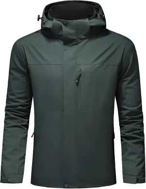 Lamgool Waterproof Jackets for Men Lightweight Rain Jacket Hooded Raincoat Zip Windbreaker for Running Hiking Travel