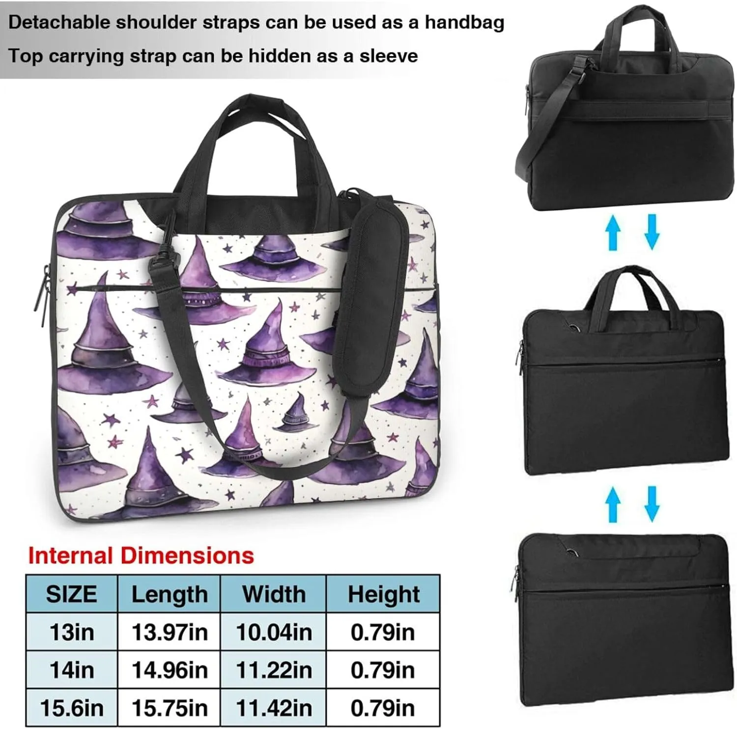 Laptop Bag Case Halloween Witch Hat Computer Messenger Shoulder Bag Laptop Sleeve Briefcase