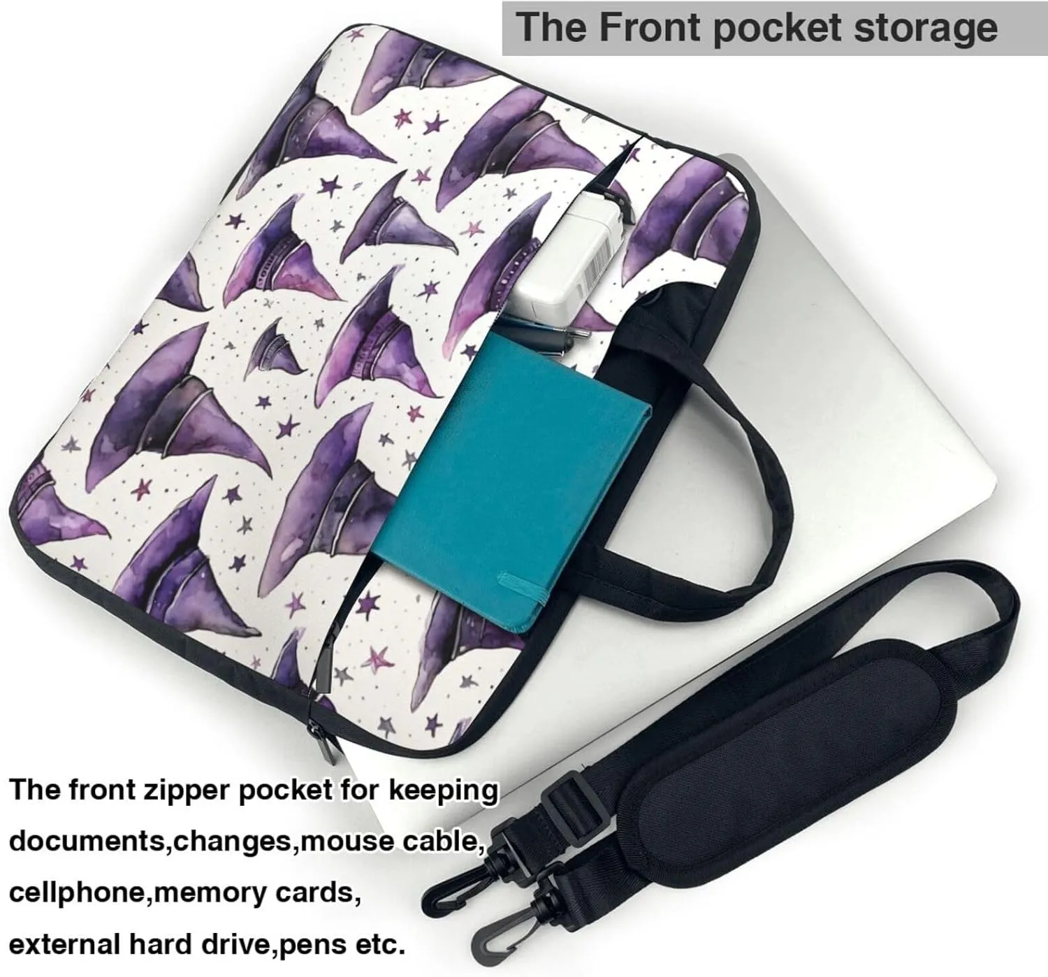 Laptop Bag Case Halloween Witch Hat Computer Messenger Shoulder Bag Laptop Sleeve Briefcase