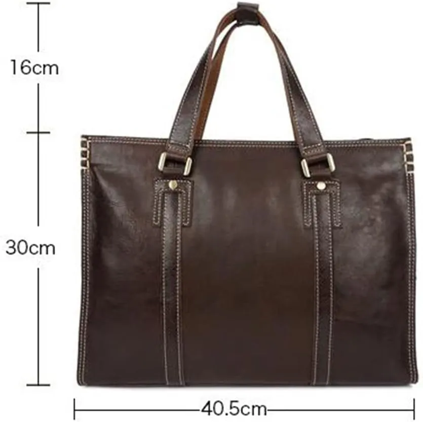 Layer Cowhide Leather Handbag Single Shoulder Type Crossbody Bag Computer Leather Men's Bag Men's Briefcase(E)