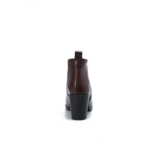 Leather High Heeled Half Boots