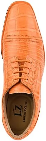 LIBERTYZENO Mens Animal Print Genuine Leather Lace Up Oxford Dress Shoes