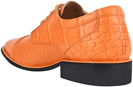 LIBERTYZENO Mens Animal Print Genuine Leather Lace Up Oxford Dress Shoes