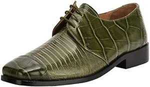 LIBERTYZENO Mens Croco Lizard Print Genuine Leather Adults Slip On & Lace Up Oxford Dress Shoes for Prom Graduation