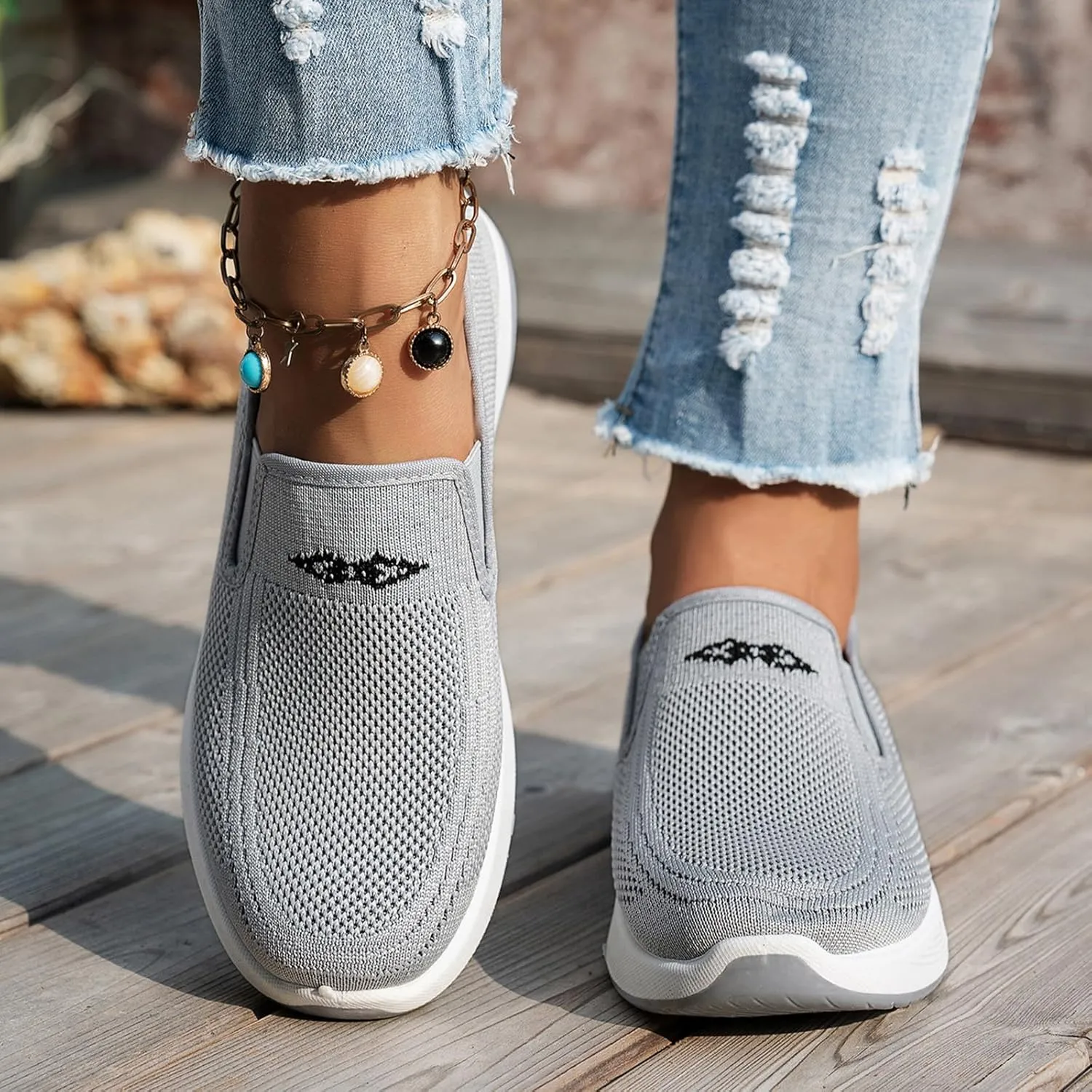 Lightweight Shoes for Women Casual Loafers Womens Slip On Deck Shoe Breathable Comfortable Work Walking Shoes Summer