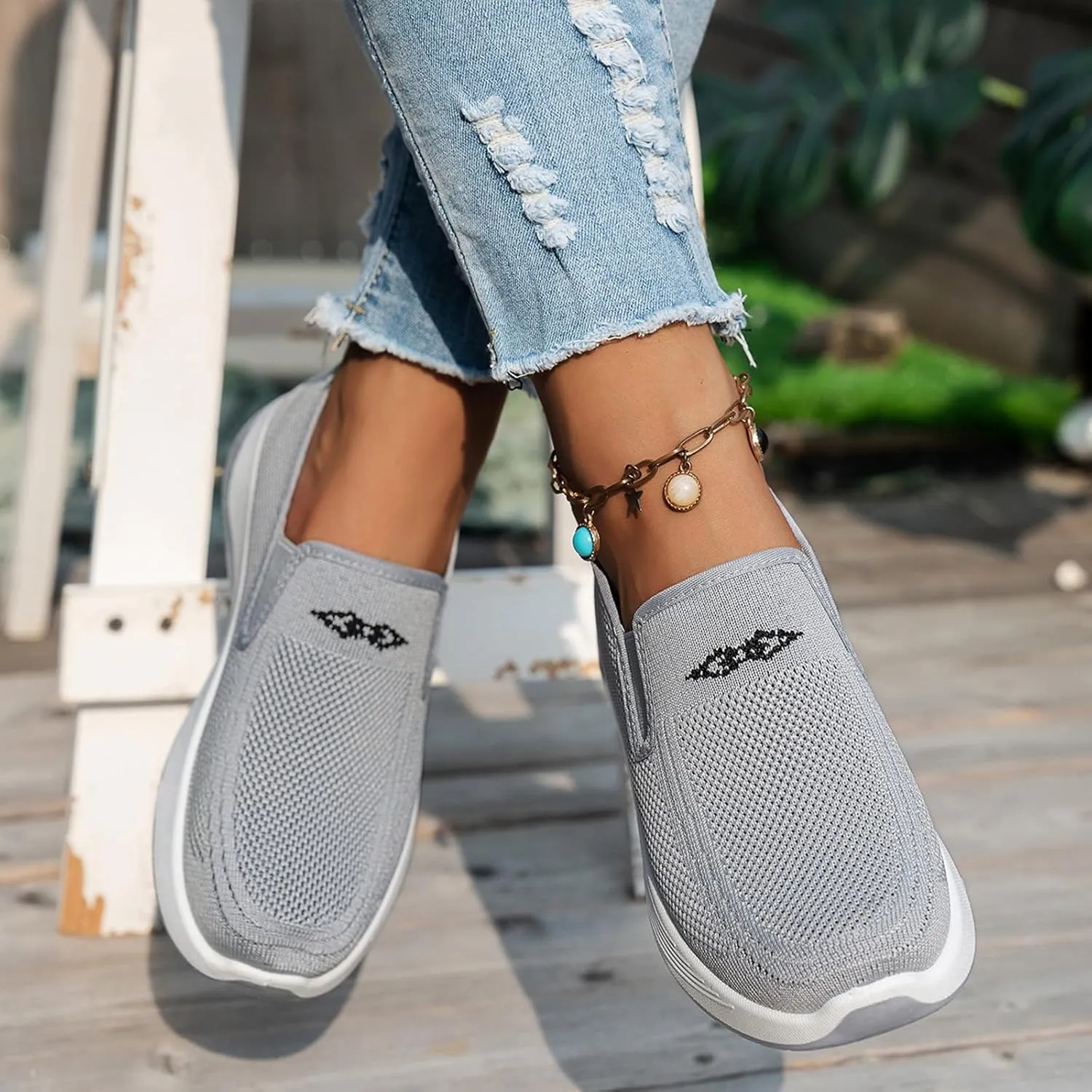 Lightweight Shoes for Women Casual Loafers Womens Slip On Deck Shoe Breathable Comfortable Work Walking Shoes Summer