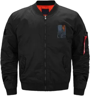 Lineman Flag Bomber Jacket Men Windproof Windbreaker Jacket Coat