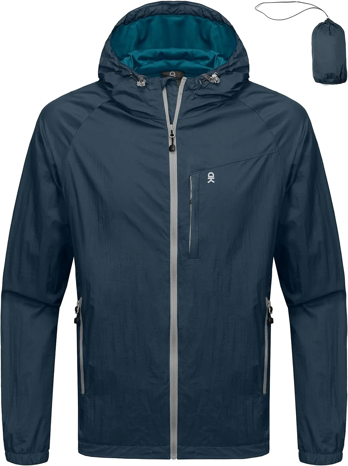 Little Donkey Andy Men's Packable Lightweight Hooded Jacket Windproof Windbreaker with Recycled Insulation