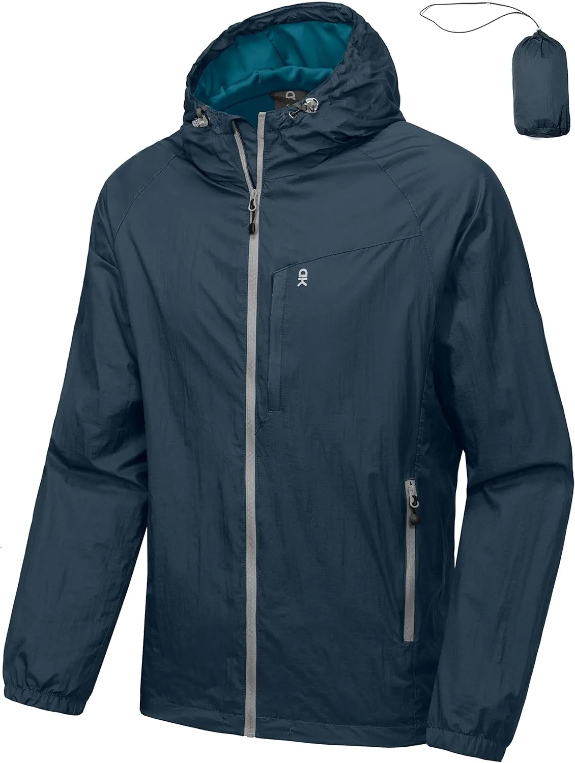 Little Donkey Andy Men's Packable Lightweight Hooded Jacket Windproof Windbreaker with Recycled Insulation