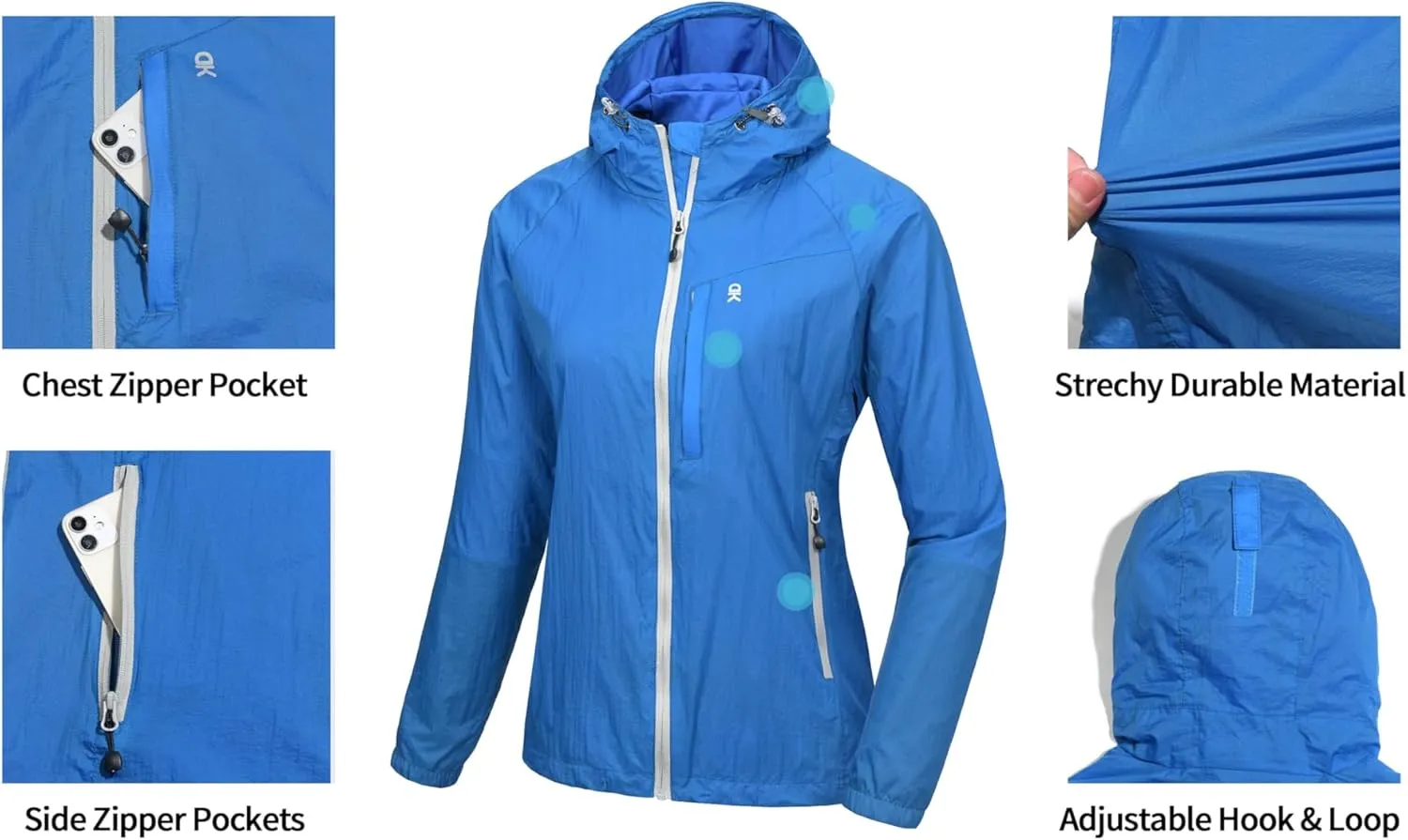 Little Donkey Andy Women's Packable Lightweight Hooded Jacket Windproof Windbreaker with Recycled Insulation
