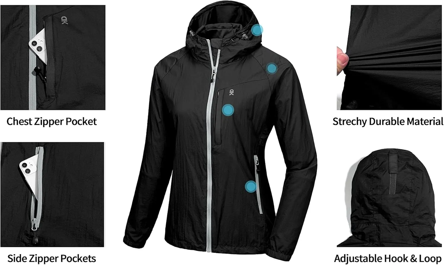 Little Donkey Andy Women's Packable Lightweight Hooded Jacket Windproof Windbreaker with Recycled Insulation