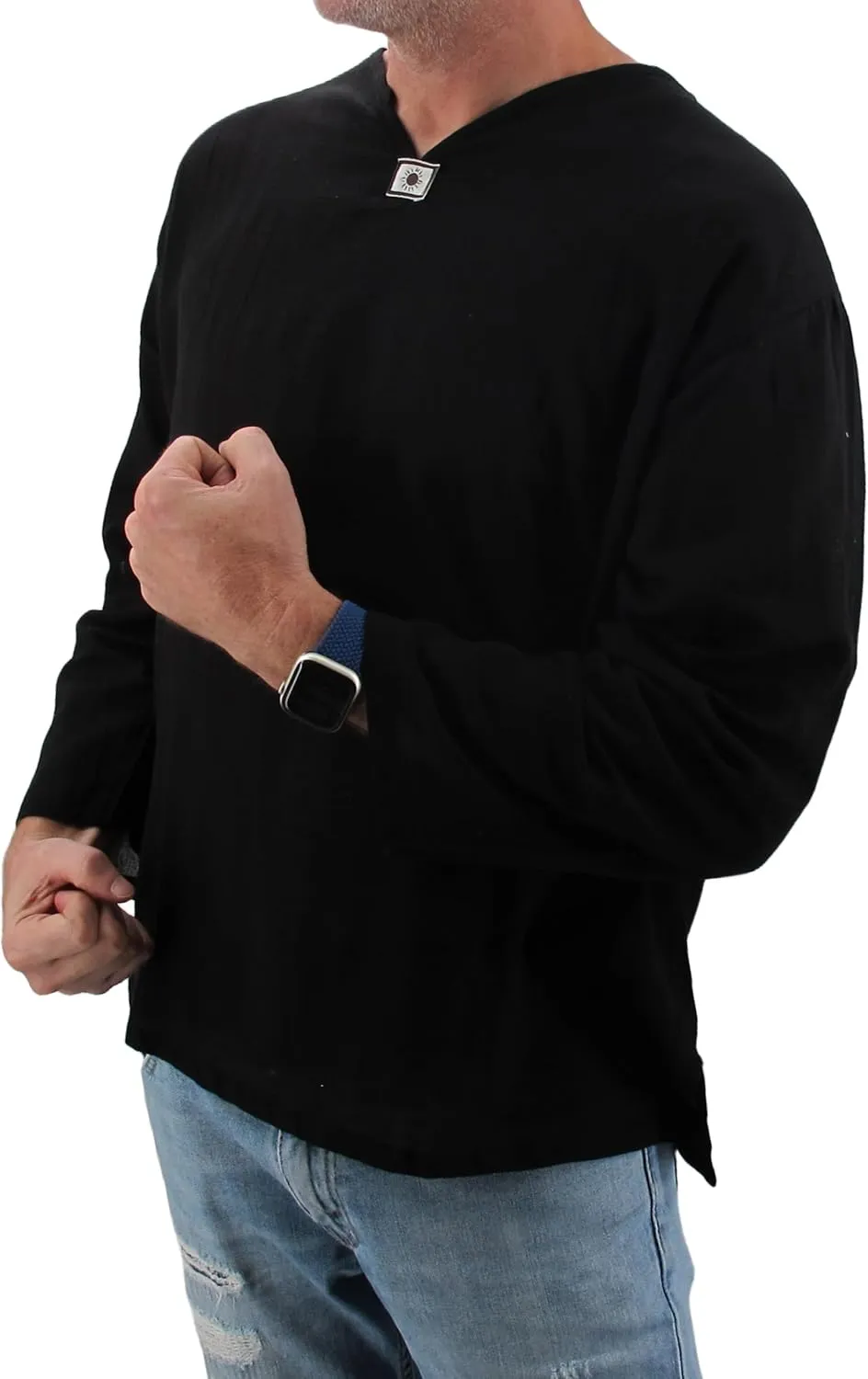 Love Quality Men's Black Shirt 100% Cotton Hippie Yoga Shirt