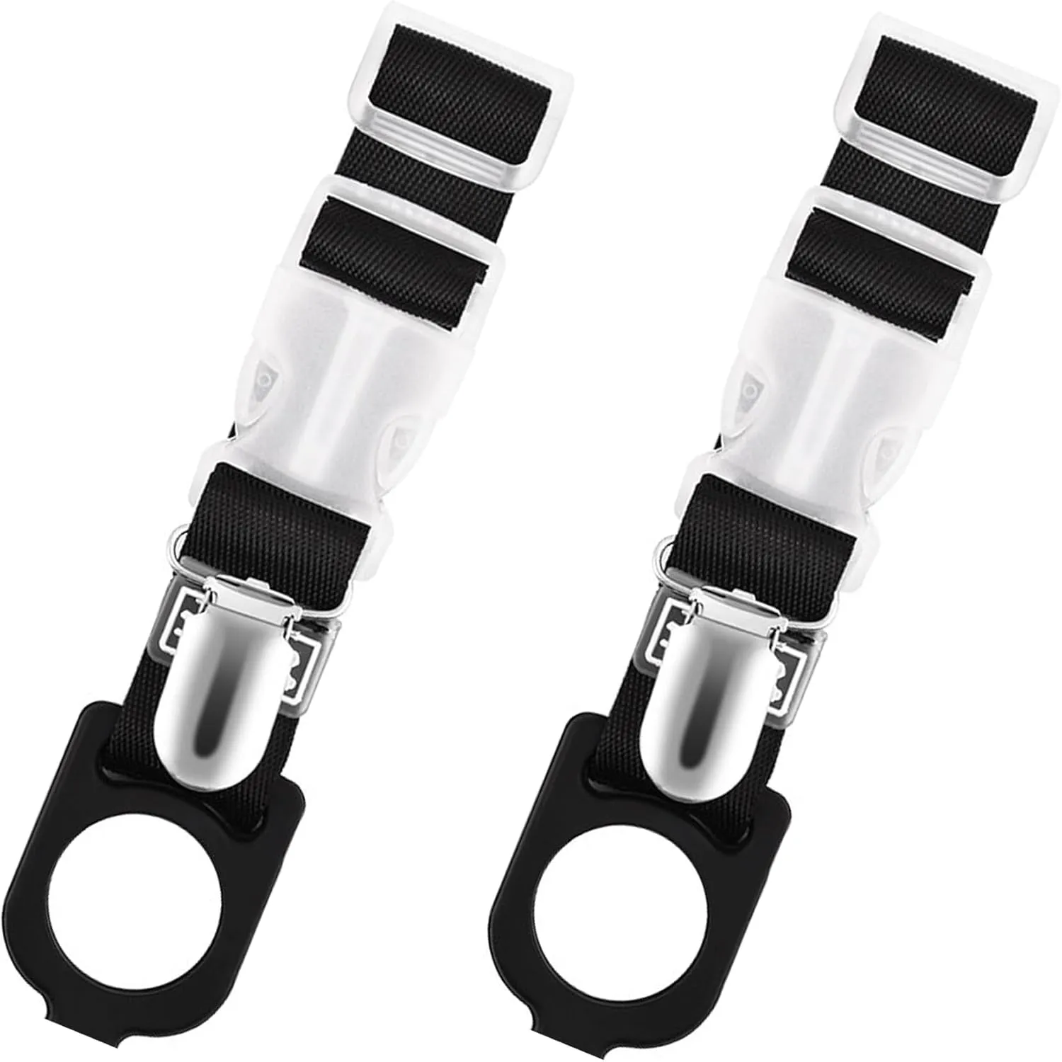 Luggage Straps,2 PCS Luggage Strap Jacket Gripper,Adjustable Add-A-Bag Suitcase Belts with Hat Clip & Water Bottle Carrier for Hiking,Travel (Black)