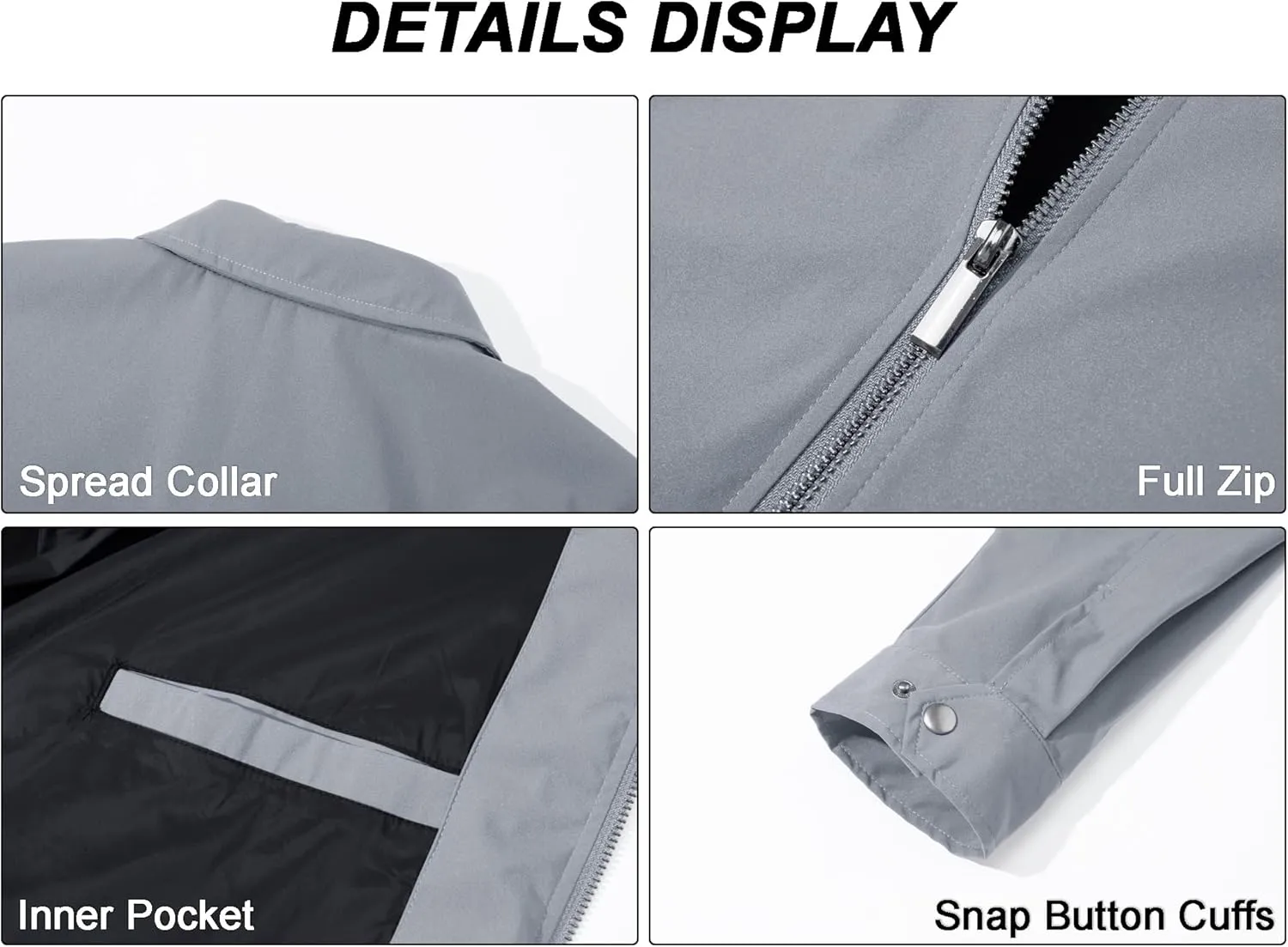 MAGCOMSEN Men's Lightweight Jackets Full Zip Up Light Coat Laydown Collar Jacket Casual Windbreaker Jacket with Zip Pockets