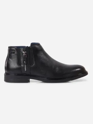 Men's Black Round Toe Casual Slip On Boots (ID2273)