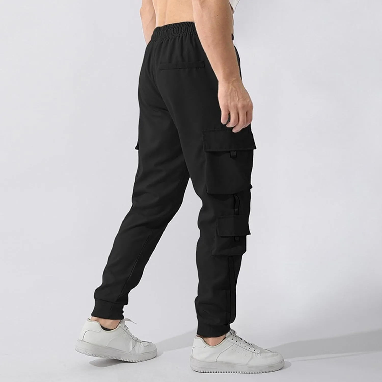 Men's Drawstring Casual Military Work Pants Comfort Tapered Cargo Outdoor Pants Comfort Regular Fit Trousers
