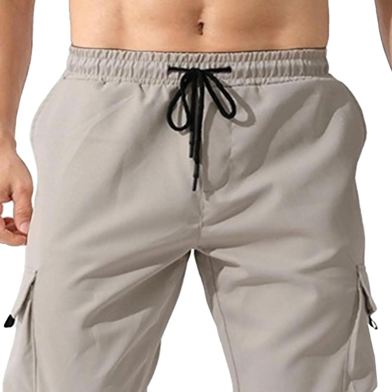 Men's Drawstring Casual Military Work Pants Comfort Tapered Cargo Outdoor Pants Comfort Regular Fit Trousers