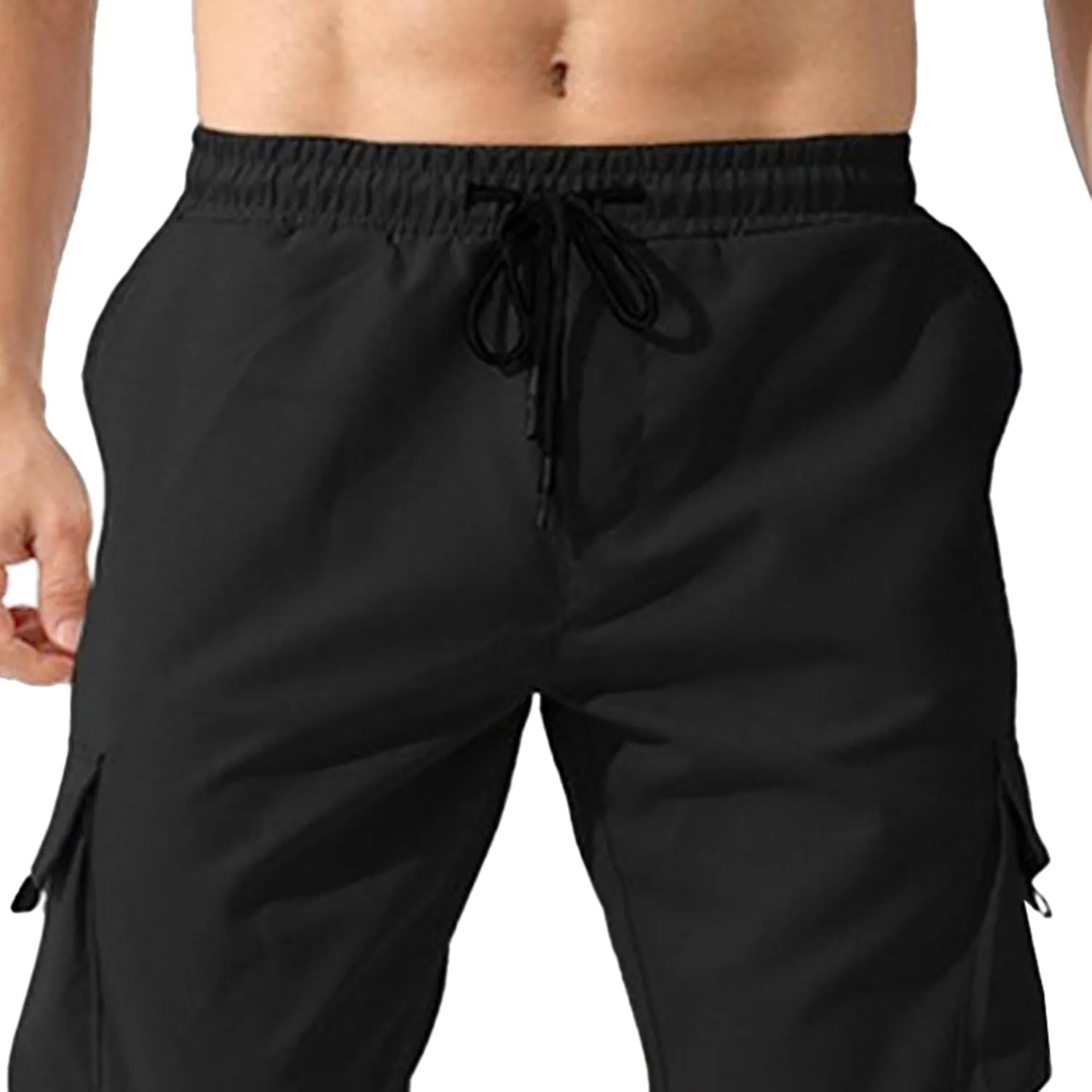 Men's Drawstring Casual Military Work Pants Comfort Tapered Cargo Outdoor Pants Comfort Regular Fit Trousers
