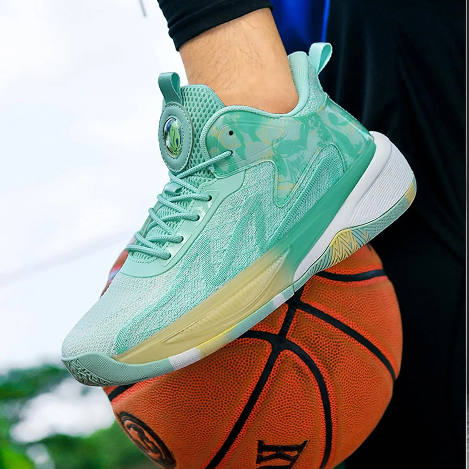 Mens High Top Breathable Mesh Lace Up Basketball Shoes Fashion Non Slip Sport Sneakers for Walking Running Tennis Volleyball