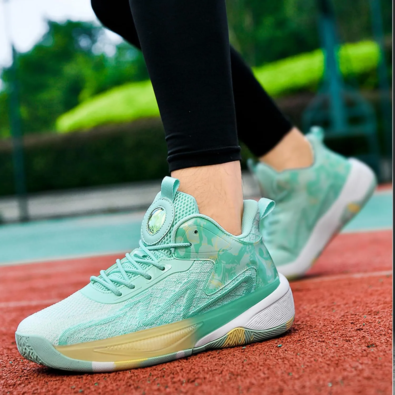 Mens High Top Breathable Mesh Lace Up Basketball Shoes Fashion Non Slip Sport Sneakers for Walking Running Tennis Volleyball
