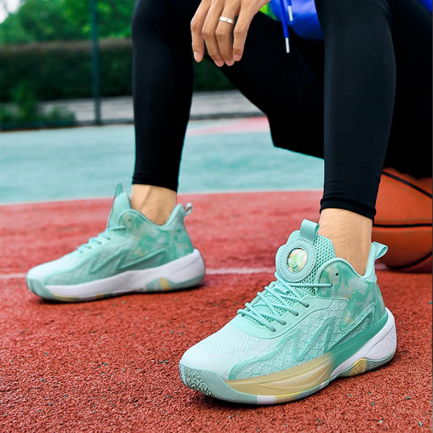 Mens High Top Breathable Mesh Lace Up Basketball Shoes Fashion Non Slip Sport Sneakers for Walking Running Tennis Volleyball
